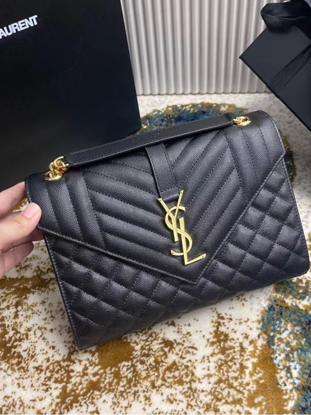 🎶 YSL ENVELOPE MEDIUM CHAIN BAG IN SUPPLE MATELASSÉ LEATHER